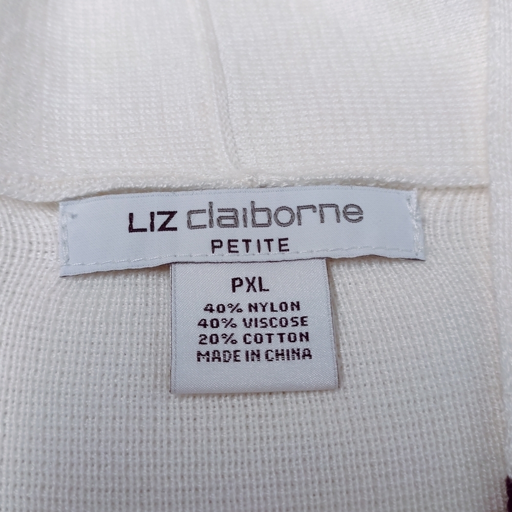 Liz Claiborne Women 3/4 Sleeve Open Front  Cardigan  Black & Ivory Size PXL - Picture 5 of 5